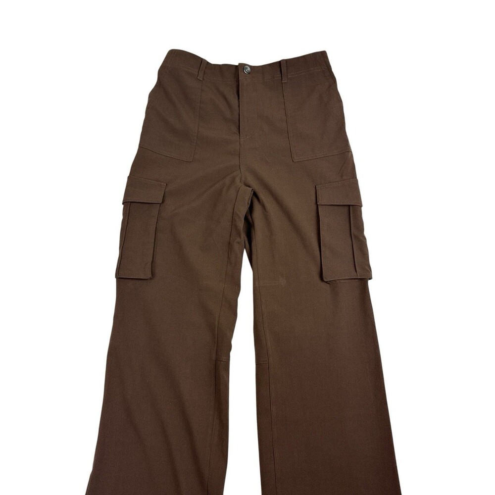 Love Tree Brown Wide Leg Cargo Pants High Rise Utility Stretch Women Large - Picture 3 of 8